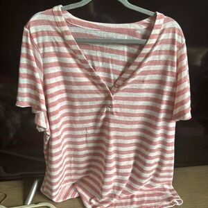 Striped Pink and White Women's Top